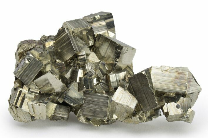 Striated, Cubic Pyrite Crystal Cluster - Peru #225975